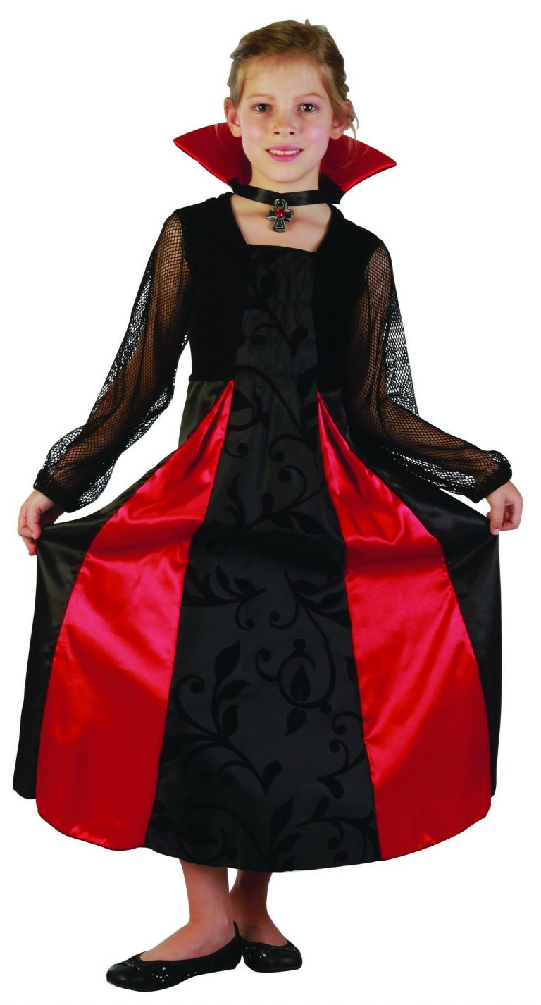 Costume De Vampire Médiéval Pour Fille - Robe Gothique Avec Accessoires (baguette, Crocs, Collier) - Idéal Halloween, Carnaval