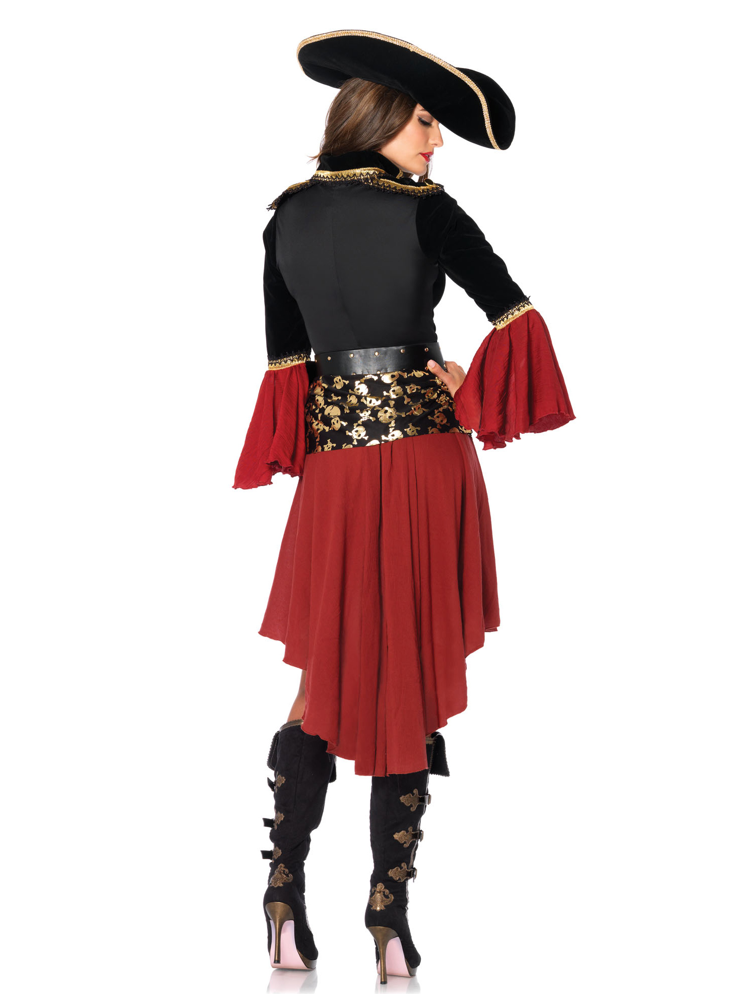 Costume Pirate Femme - Kit De 6 Accessoires (bandana, Corset, Ceinture, Collier, Cache-oeil, Boucles D'oreilles)